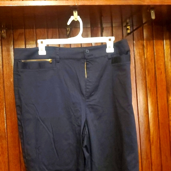 RALPH LAUREN SIZE 14W JET BLACK POPLIN PANTS - Picture 2 of 5